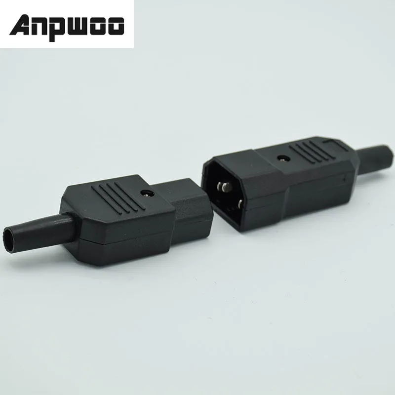 

ANPWOO IEC Straight Cable Plug Connector 10A 250V Black female&male Plug Rewirable Power Connector 3 pin AC Socket