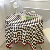 ins checkerboard tablecloth vintage check dining cafe table cloth simple desk table cover home decor background cloth desk mat