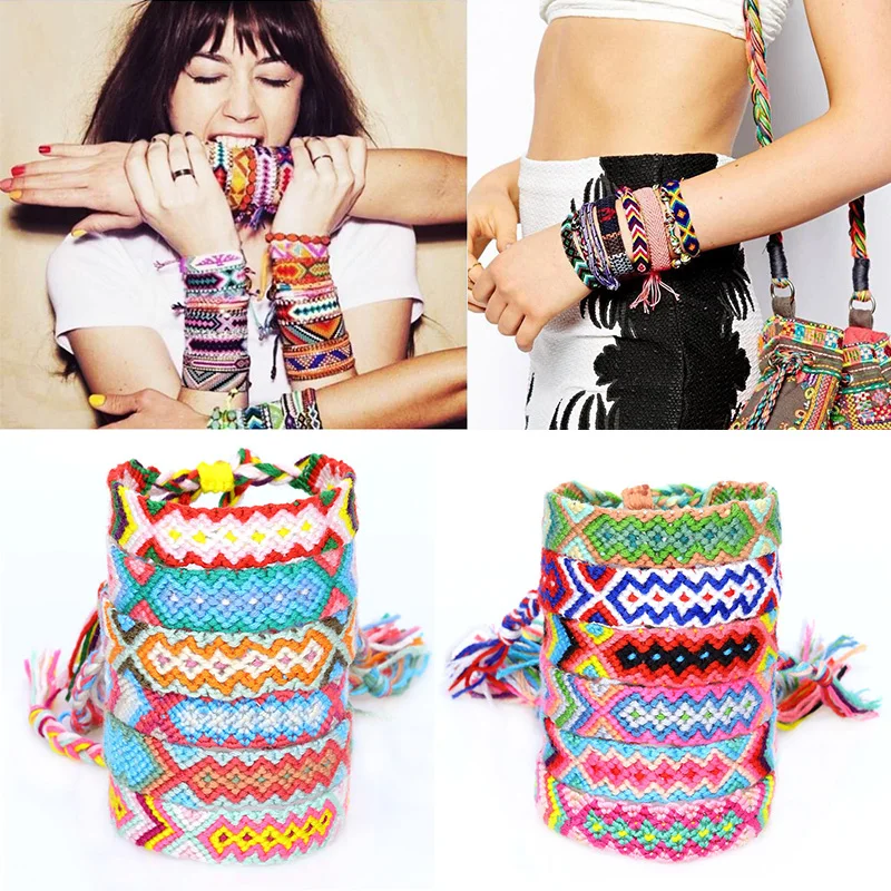 

Bohemian Rope Woven Friendship Bracelet for Women Fashion Braided Handmade Thread Boho Hippie for Girls Wristbands