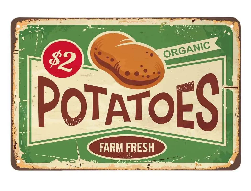 Жестяной знак AOYEGO для картофеля свежие органические продукты фермы винтажные