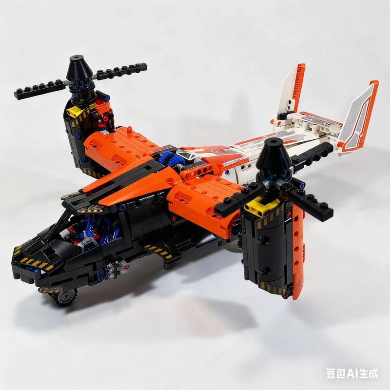 Фото 1082 детали MOC Alternate - V22 Bell Boeing Osprey, техническая модель, строительные блоки, архитектурный конструктор, идея для рождественского подарка, креативные кирпичики. №2
