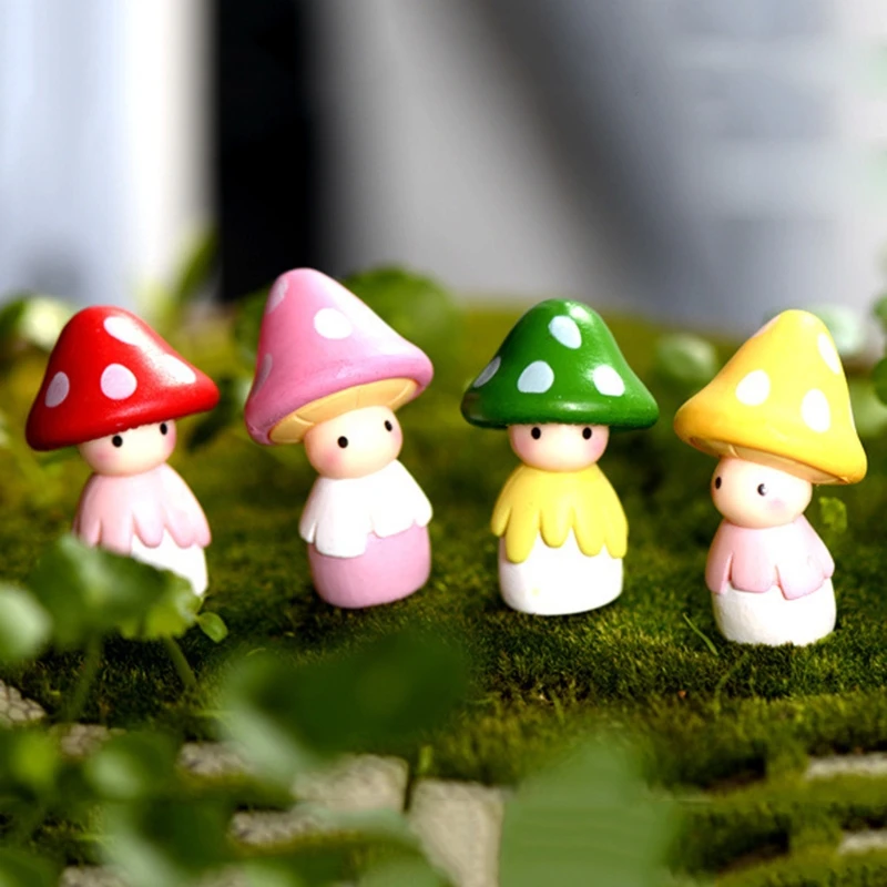 

8 Styles Garden Ornament Mushroom House Doll Figure Resin Figurine Craft Plant Pot Miniature Dollhouse Bonsai Fairy Decoration