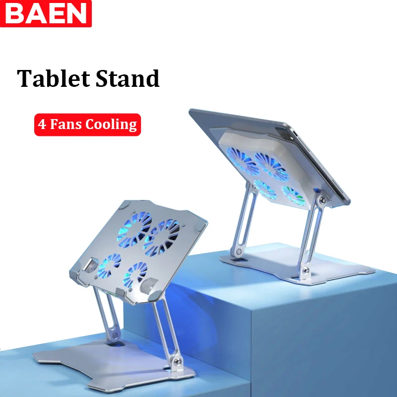 Adjustable Aluminium Alloy Laptop and Tablet Stand With 4 Fans For Ipad and Tablet