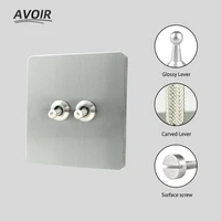 avoir wall toggle switch gray nickel brushed panel retro vintage switch eu fr standard electrical socket with usb charging pulgs