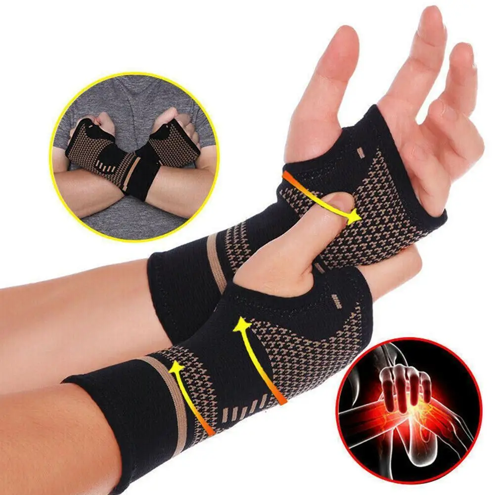 

1pair Compression Wrist Brace With Pressure Belt Sport Suppor Protection Bandage Pressurized Wristband Knitting Palm Wrist D3Z4