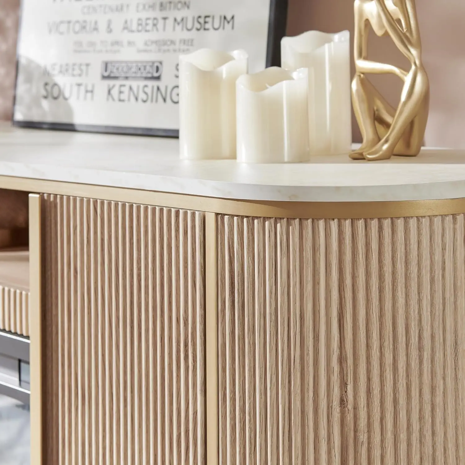 Роскошная 70-дюймовая рифленая подставка для телевизора. Современный шикарный