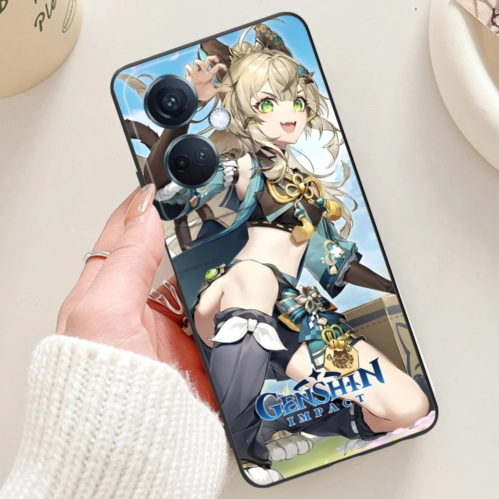 Genshin Impact Kirara мобильный телефон для OPPO Find X5 X3 X2 A93 Reno 8 7 Pro A74 A72 A53 черный мягкий чехол