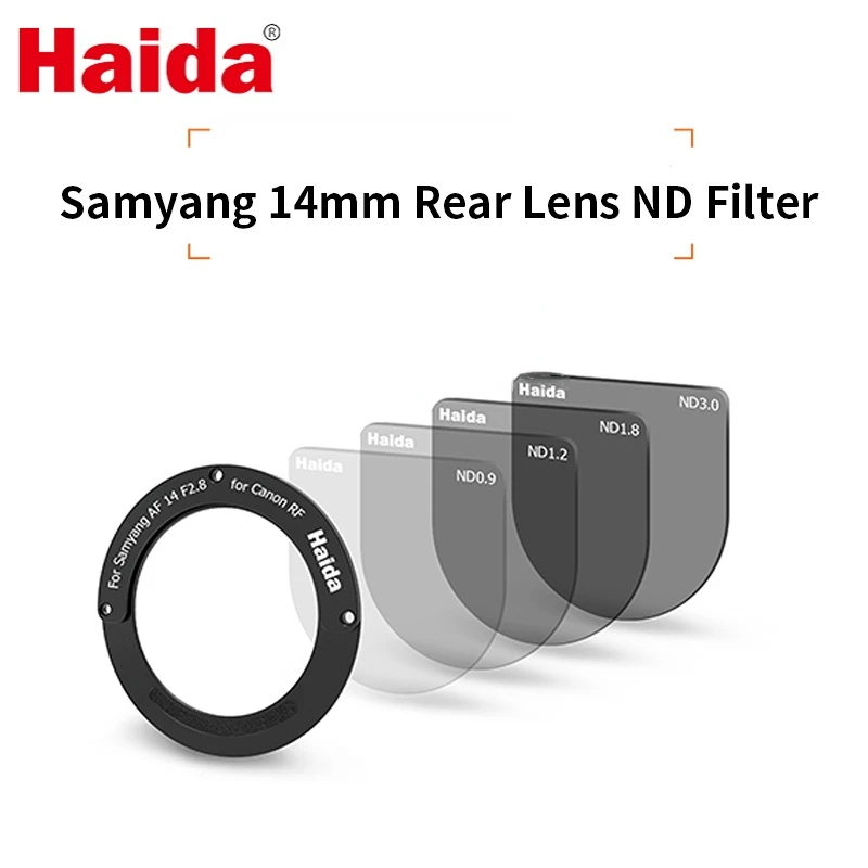 

Multicoated Rear Lens ND8 16 64 1000 Filter Kit For Samyang AF 14mm F2.8 RF Canon RF Lens Haida