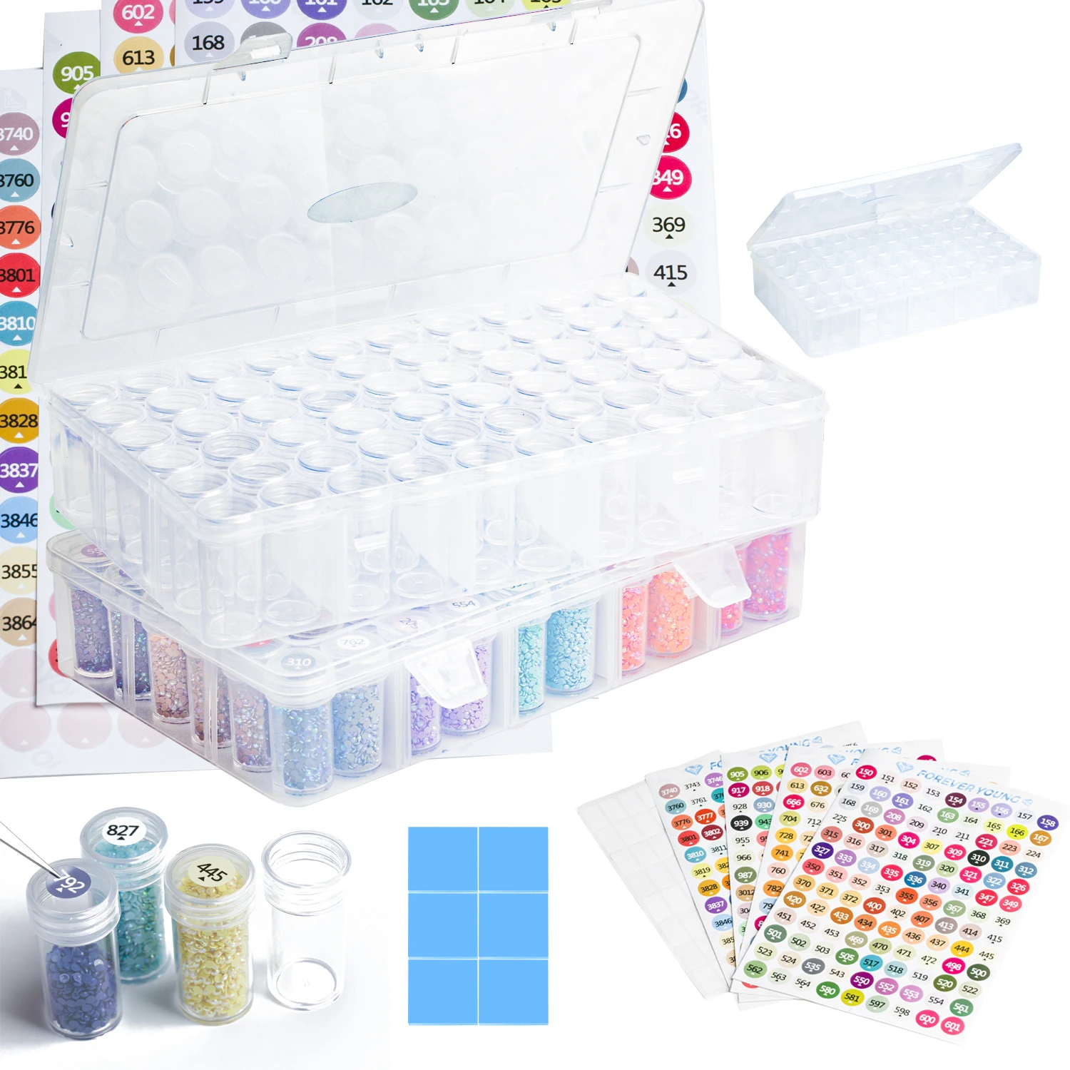 

Diamond Painting Storage Containers, 2 Packs 60 Jars Bead Organizer & Diamond Painting Labels for Diamond Painting Accessories