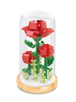 3d model building block bouquet rose toy diy potted holiday girlfriend pricness set gift for girl friend diy simulation rose