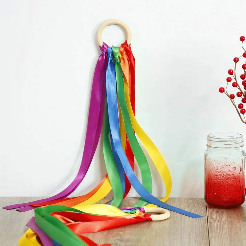 Забавные детские ленты для детского сада запястья радужная танцевальная лента