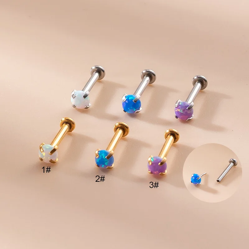 

1Piece 16G Blue Purple Gem Crystal Monroe Lip Stud Ring Tragus Helix Conch Cartilage Earring Piercing Steel Lip Labret Piercing