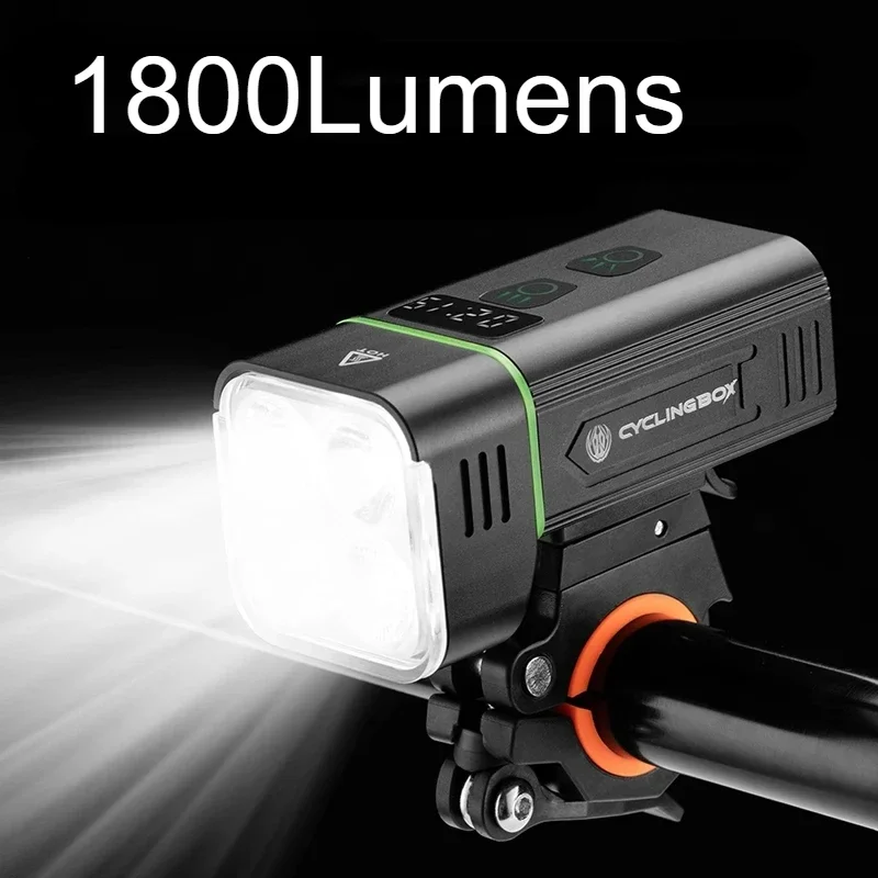Велосипедная фара 1800 люмен 5000 мАч 4 светодиода алюминиевый корпус зарядка через
