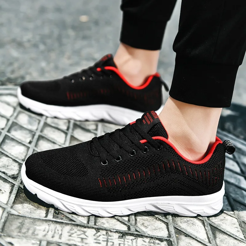 2022 Men's Sneakers Lightweight Fly-woven Running Shoes Breathable Mesh Solid Color Men's Casual Sports Training Shoes 20 Colors