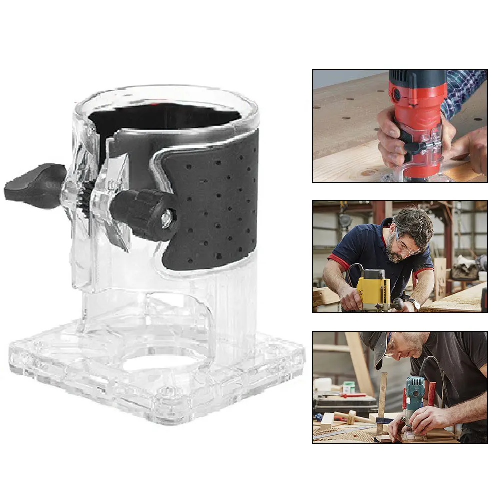 Router Trimmer Base Wood Working With Adjustment Knob Professional Transparent PC High Strength Practical Power Tool Accessories 6