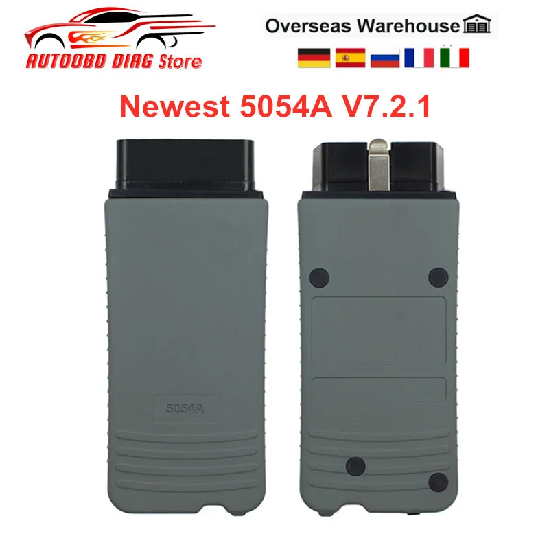 Оригинальный диагностический инструмент OKI 5054A V7.2.1 совместимый с Bluetooth, полный чип AMB2300, поддерживает OBD2 и множество языков.