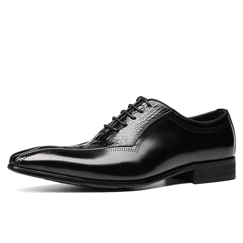 

Real Patent Leather Man Formal Shoes Fashion Crocodile Pattern Oxfords Genuine Leather Luxury Brand Designer Work Social Shoes