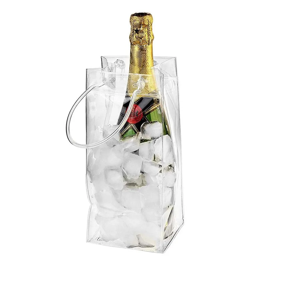Ice Bag Wine Beer Champagne Cooling Bucket Drink Bottle Cooler Chiller Foldable Carrier PVC Bar Cocktail Party Kitchen Supplies