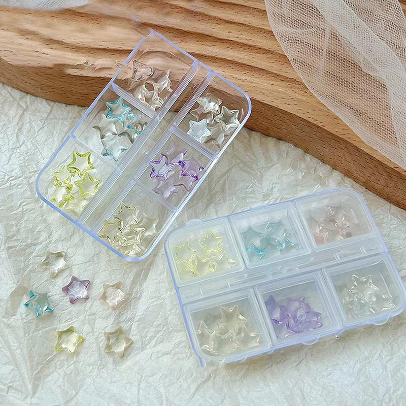 6 сеток/коробка ледяная прозрачная пентаграмма подвески для дизайна ногтей смола