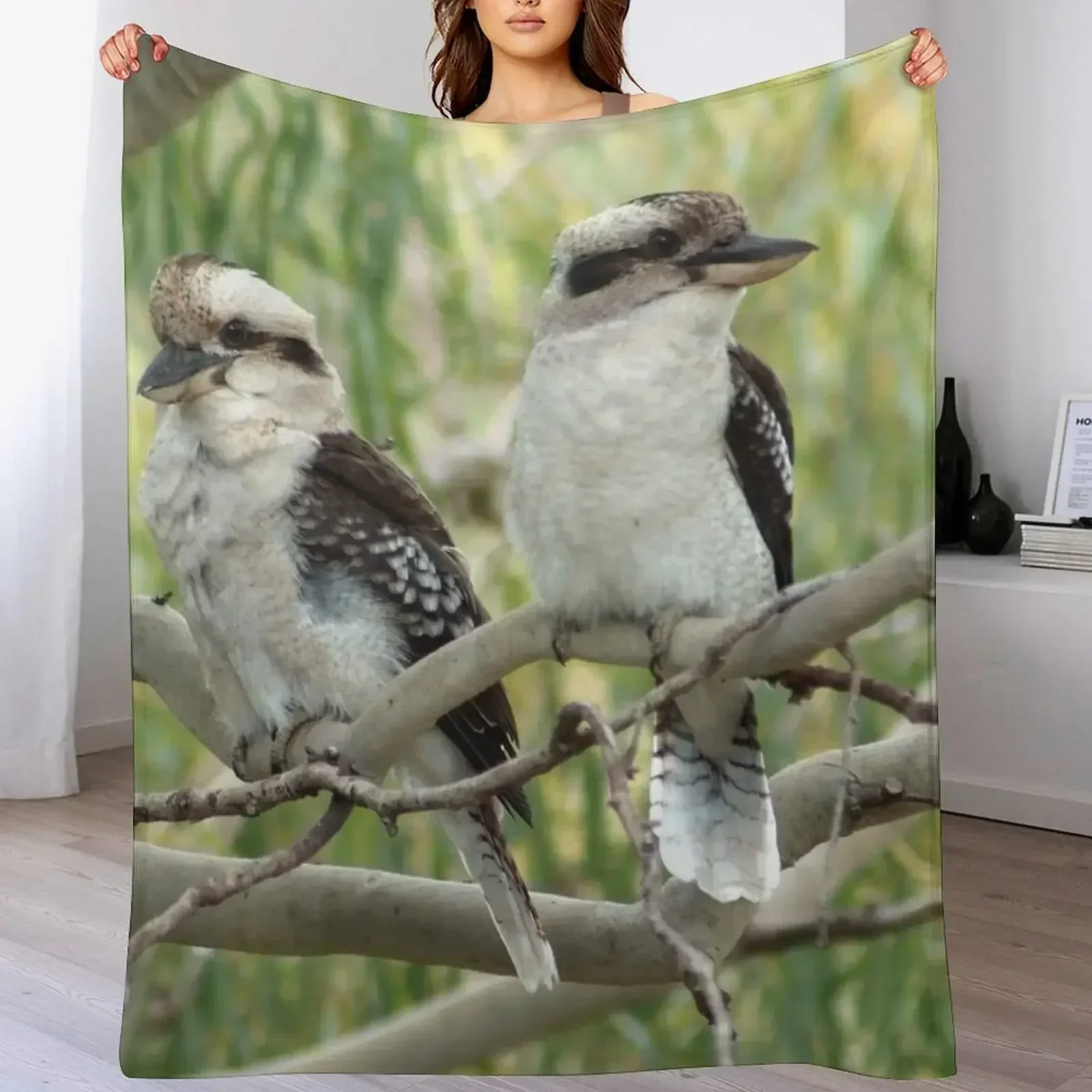 Kookaburra sits в старом десенке плед фланелевое мягкое плюшевое клетчатое одеяло