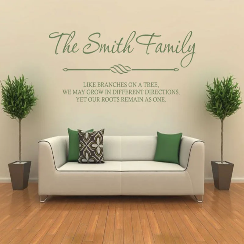 The Smith Family Wall Stickers Custom Name Home Decor Wall Decal Wallpaper Wall decorative Vinyl Living Room Wall Sticker PVC