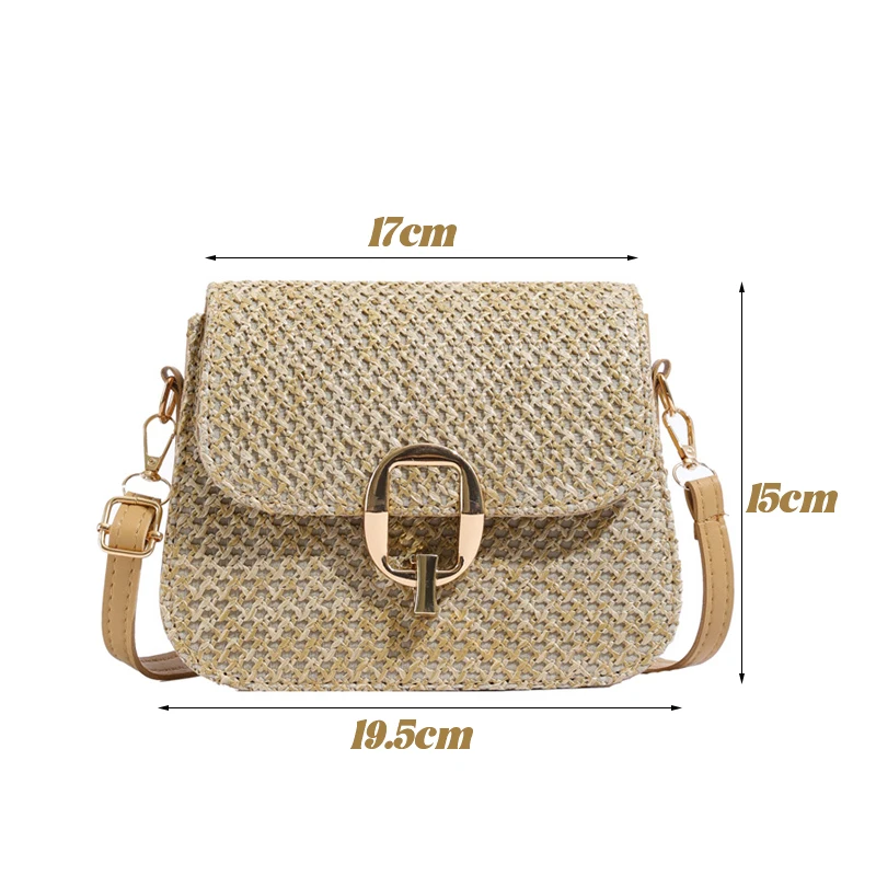 Новая модная сумка с пряжкой и замком летняя пляжная женская соломенная тканая