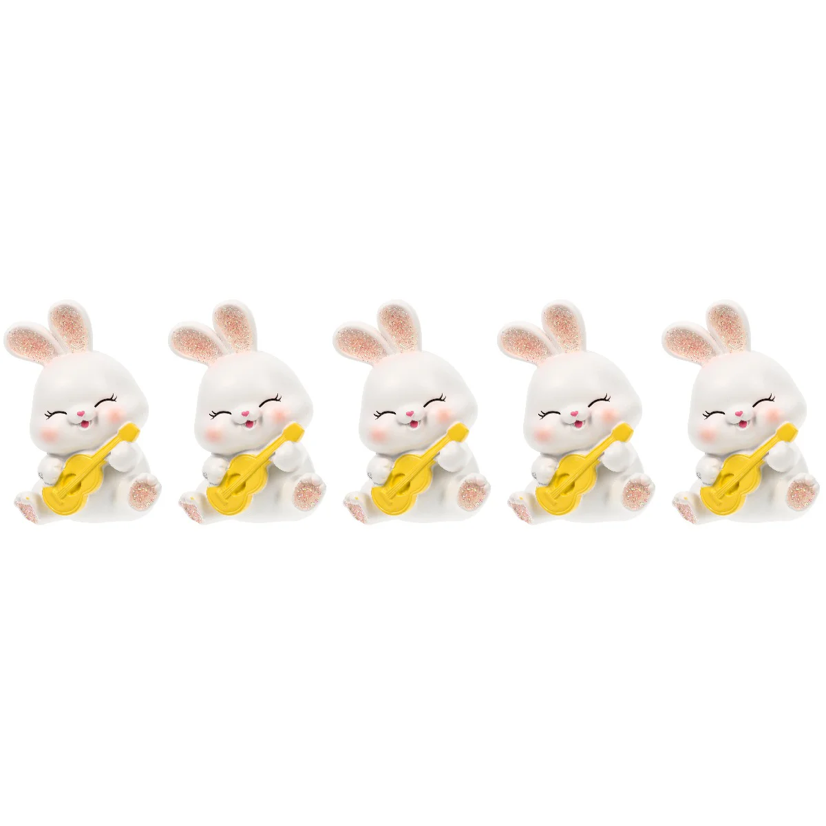 

5pcs Cartoon Miniature Rabbit Figurine Resin DIY Bunny Decoration for Desktop Car