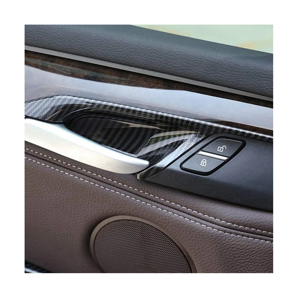 

4 шт., декоративные карбоновые накладки на внутреннюю дверную ручку BMW X5 F15 X6 F16 2014-2018