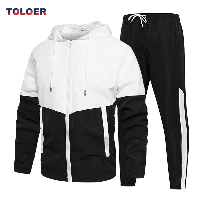 

New Men Two Piece Tracksuit Outdoor Causal Hooded Sweatshirts +Sweatpants Set Men's Classic Sport Clothing Hoodies 2 Piece Sets