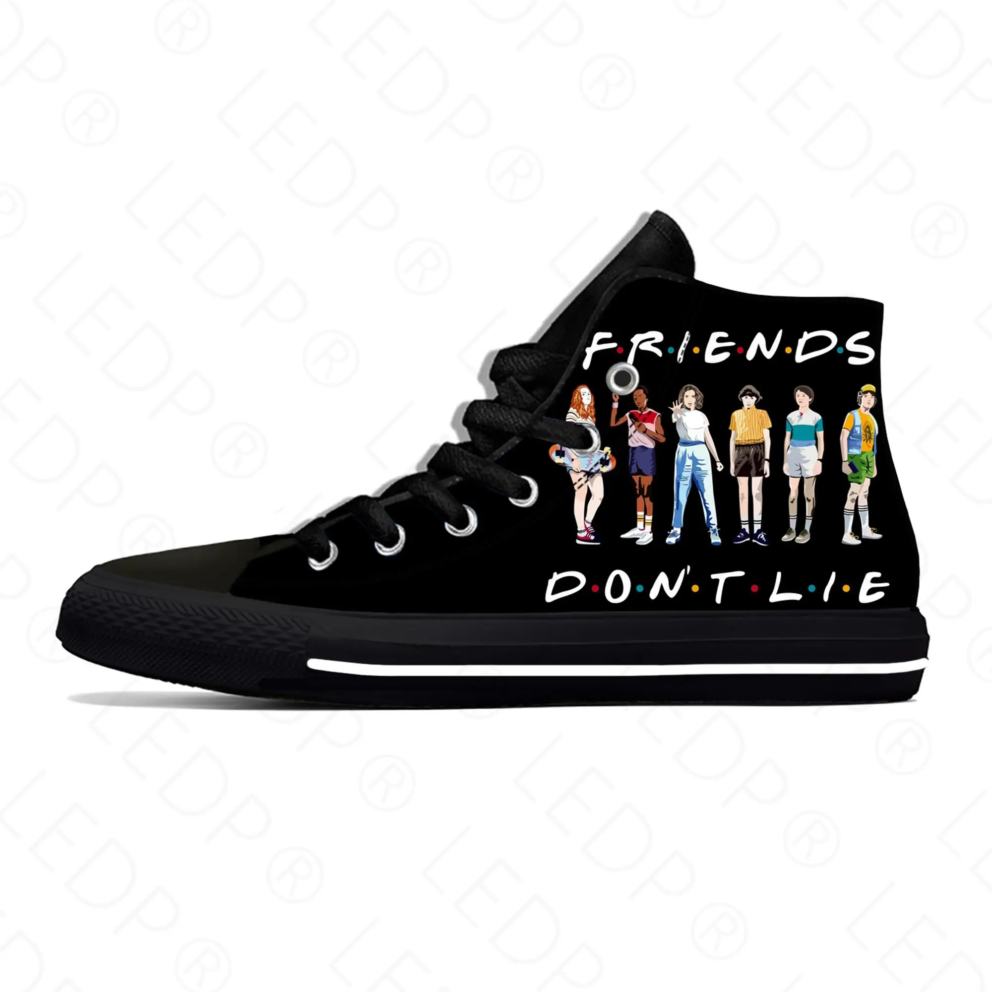 

Кроссовки мужские/женские высокие, повседневная холщовая обувь для подростков, с 3D принтом, «очень странные дела», «Don't Lie», легкая обувь для бега