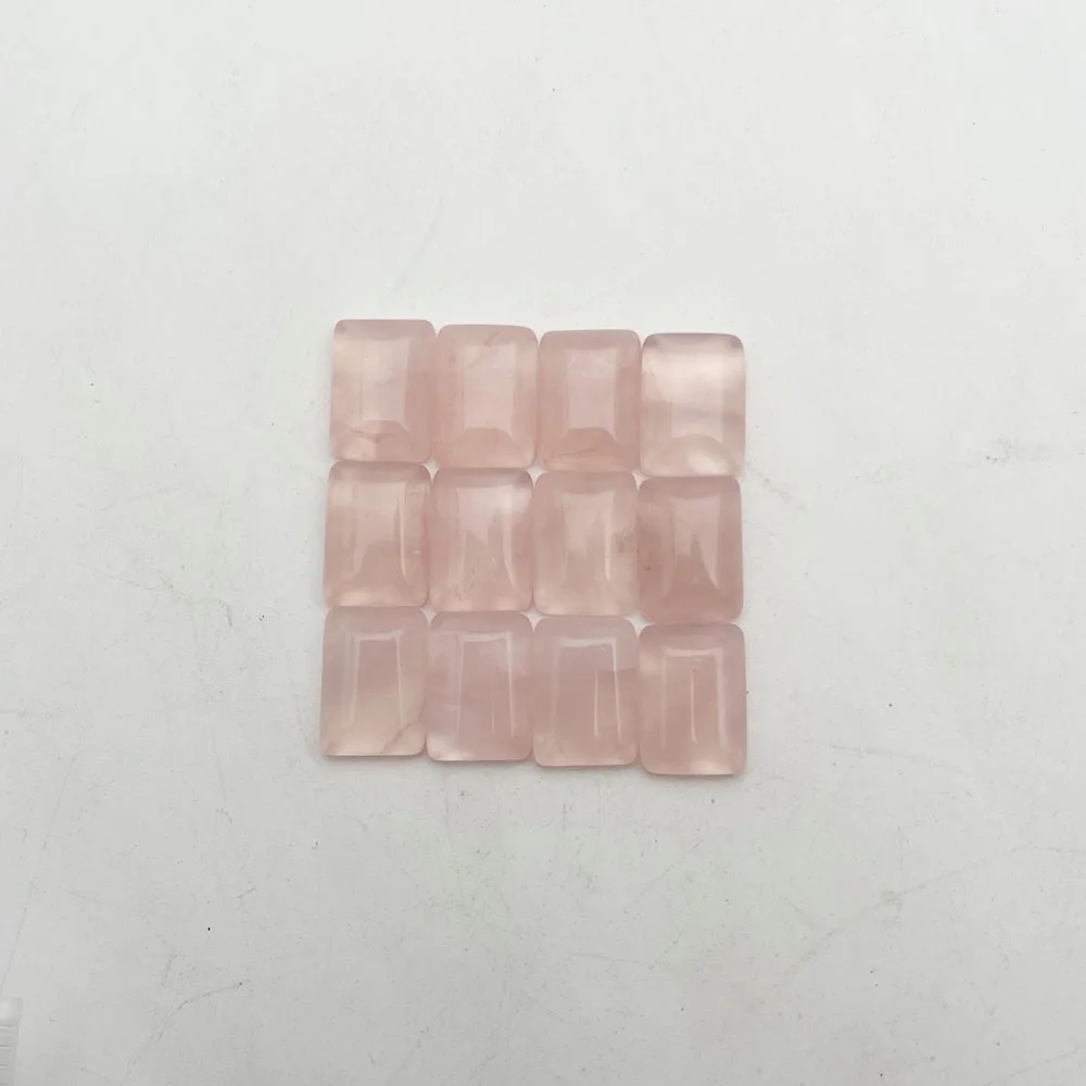 

fashion Natural stone Rose Quart Single arc surface square cabochon about 10X14MM 12PCS Ring necklace patch Necklace Accessories