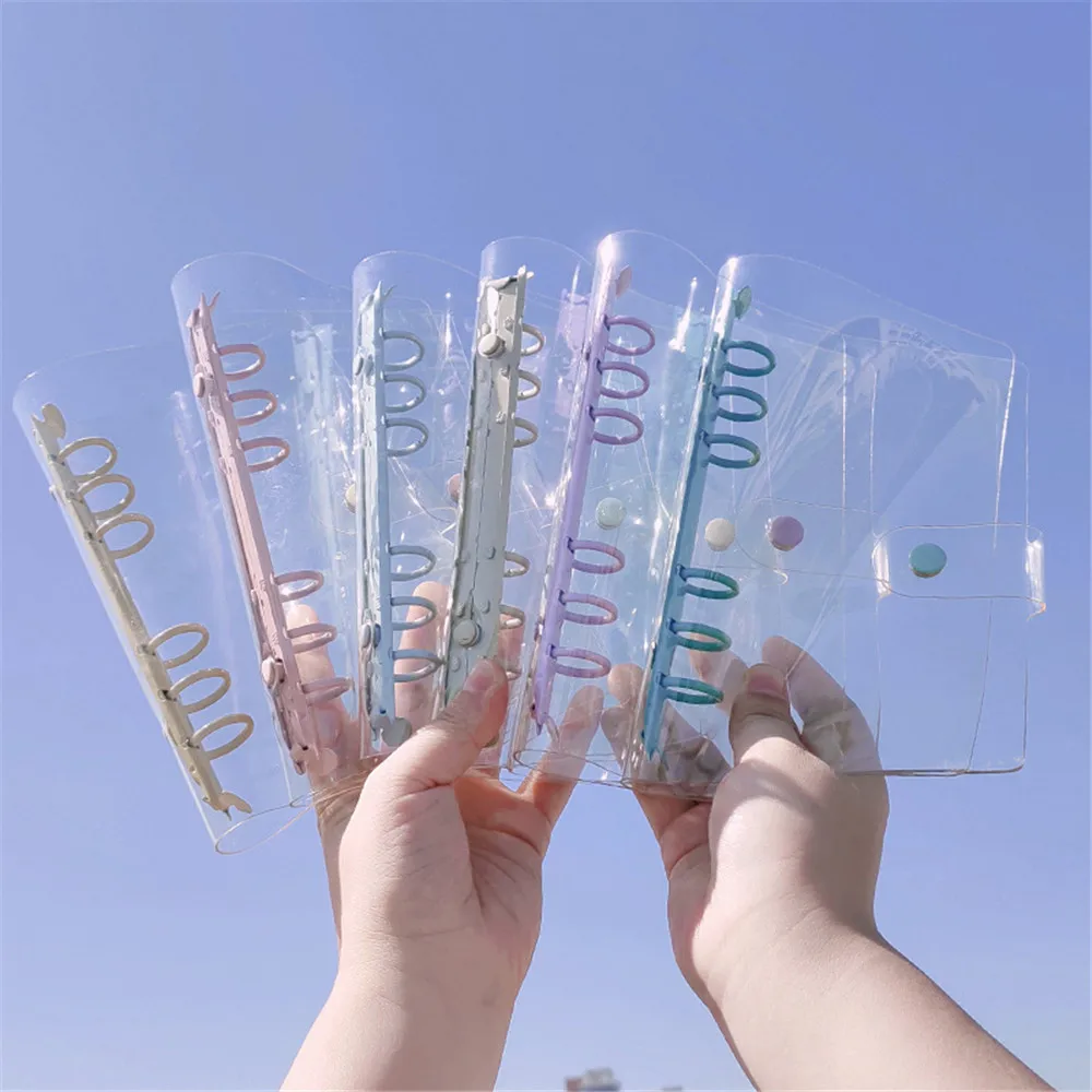 

Loose-Leaf Notebook Cover A5/A6 PVC Notebook Diary Bullet Cover 6 Hole Binder Clip Notebook Office Agenda Planner Stationery