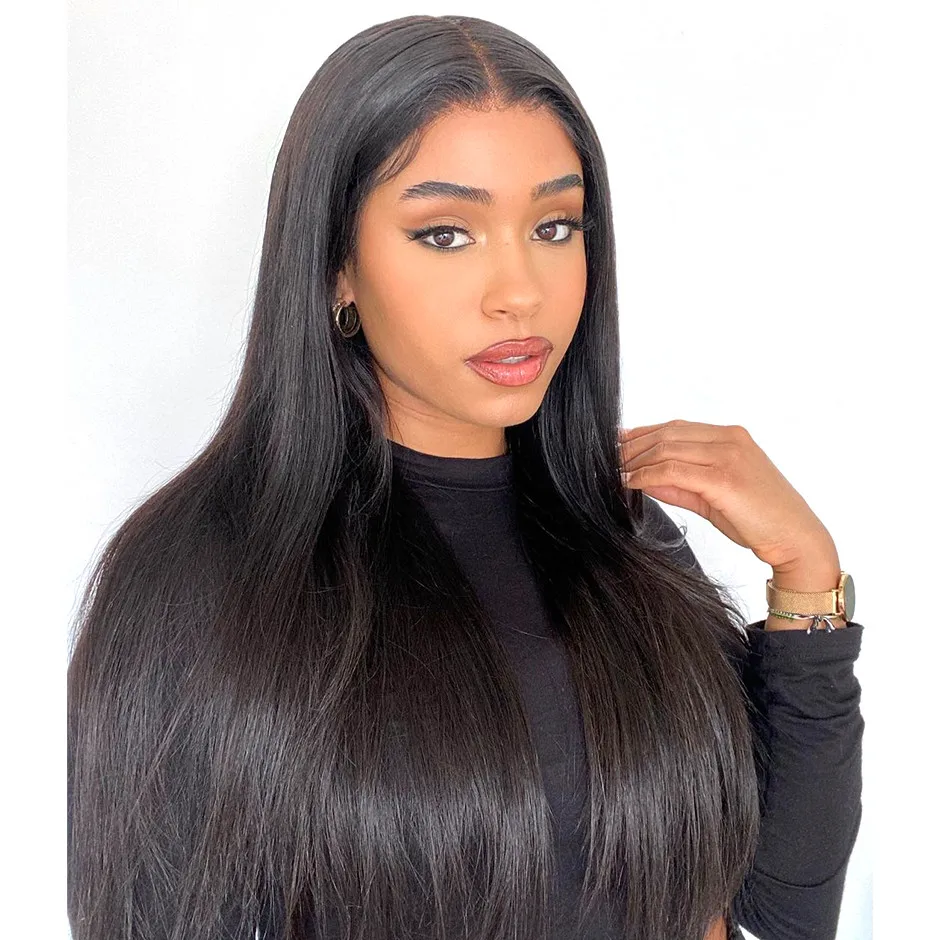Straight 13X4 Lace Frontal Wig 180% Density Brazilian Straight Lace Front Human Hair Wigs For Women HD Lace Frontal Wig