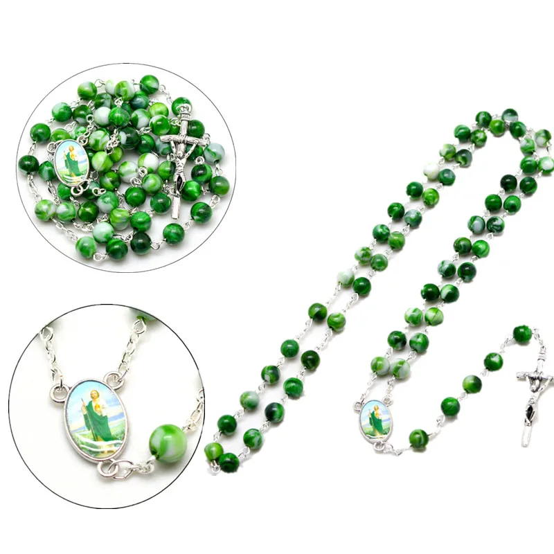 Акриловое волокно с украшением в форме Креста религиозный Розарий Ожерелье