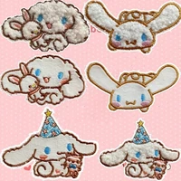 10pcs kawaii sanrio embroidery patch cinnamoroll cartoon clothing scarf accessories self adhesive cloth stickers gifts for girls