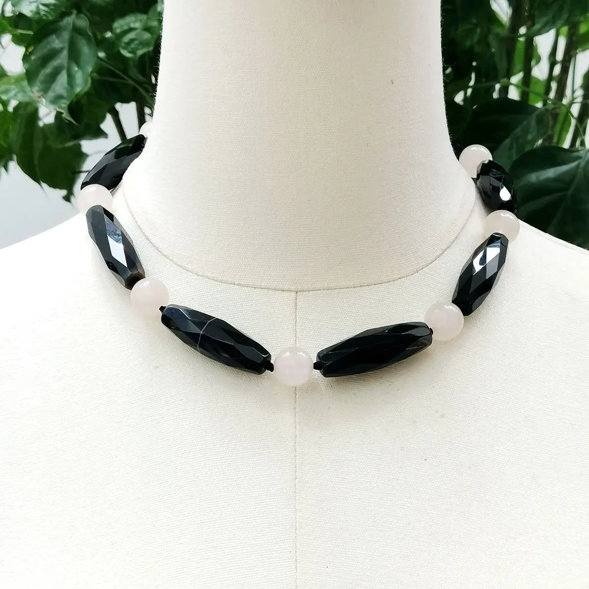 

Lii Ji ожерелье-чокер настоящий черный агат розовый кварц 49 см женское ожерелье со склада распродажа ювелирных изделий