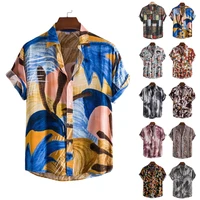 luxury cardigan new mens shirts men hawaiian camicias casual one button shirt print short sleeve shirt casual beach clothing