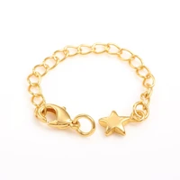 2 5pcs brass chain extender with curb chains and lobster claw clasps long lasting plated star real 14k gold plated