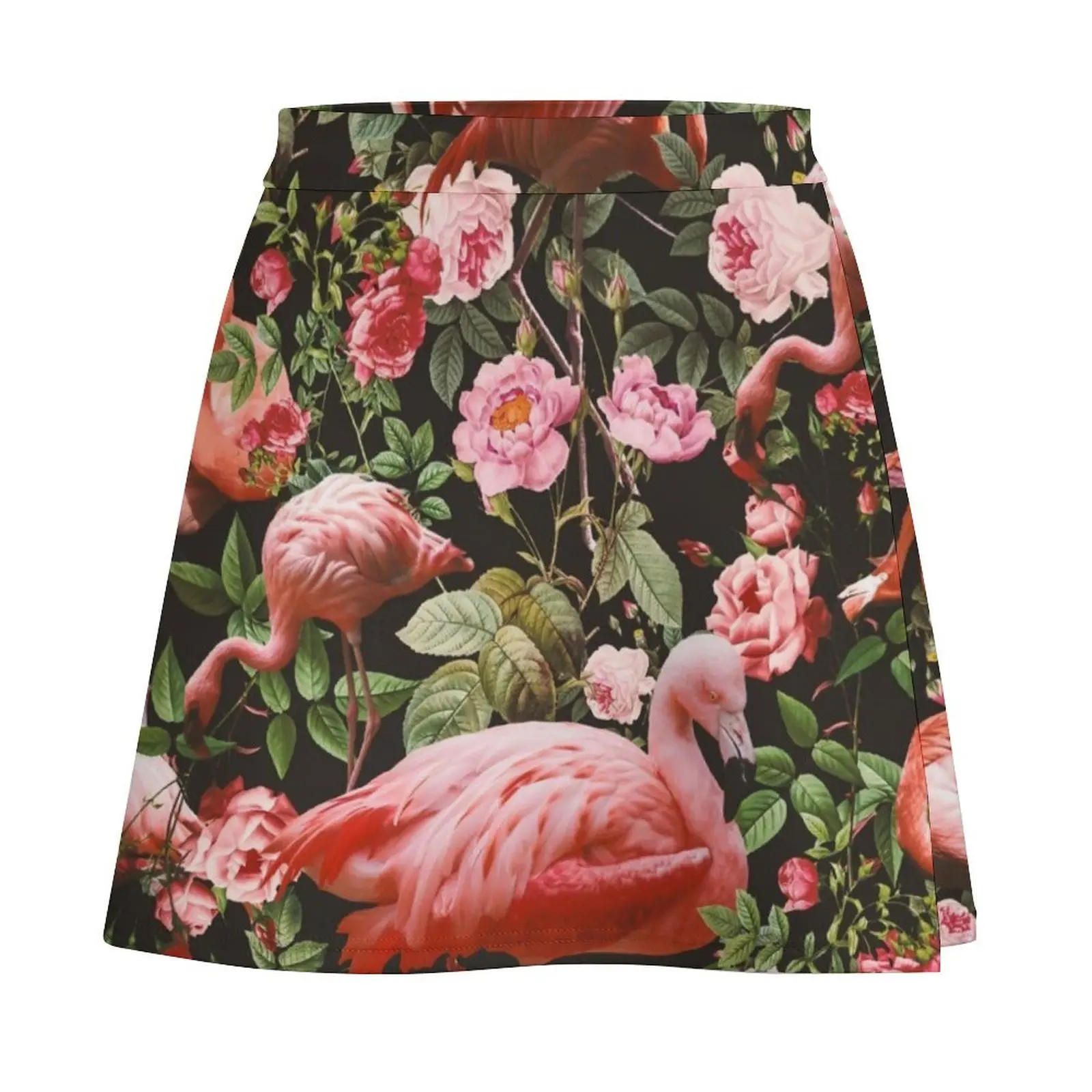 Мини-юбка с цветочным принтом и фламинго женские юбки элегантные платья для