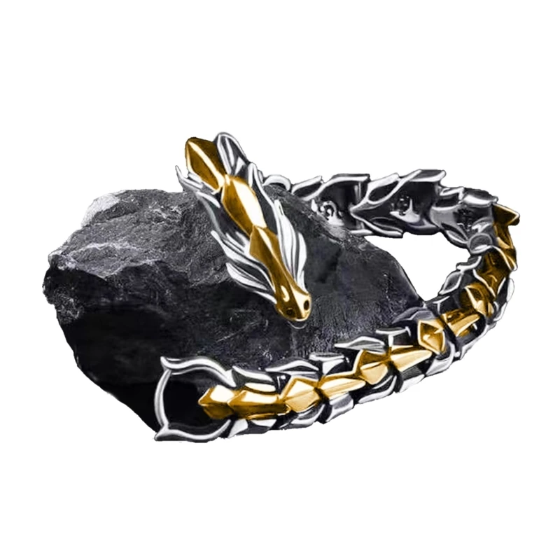 

Retro Style Dragon Link Chain Bracelet Spring Hook Clasp Wristband Gothic Style