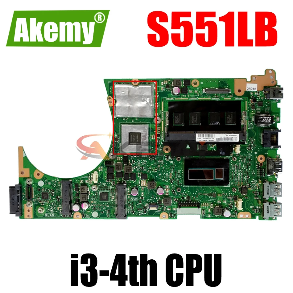 

Материнская плата AKEMY S551LN для ноутбука ASUS S551LN S551LB S551L, оригинальная материнская плата 4GB-RAM I3-4th GT840M