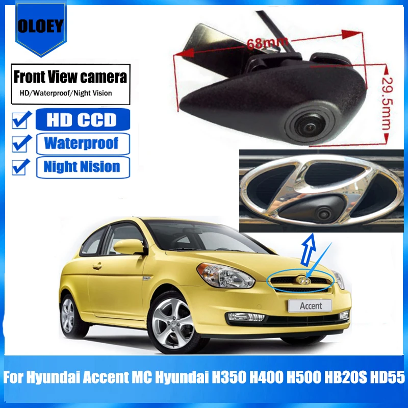 Автомобильная камера переднего вида для Hyundai Accent MC Hyundai H350 H400 H500 HB20S HD55 парковочная HD CCD камера ночного видения с логотипом