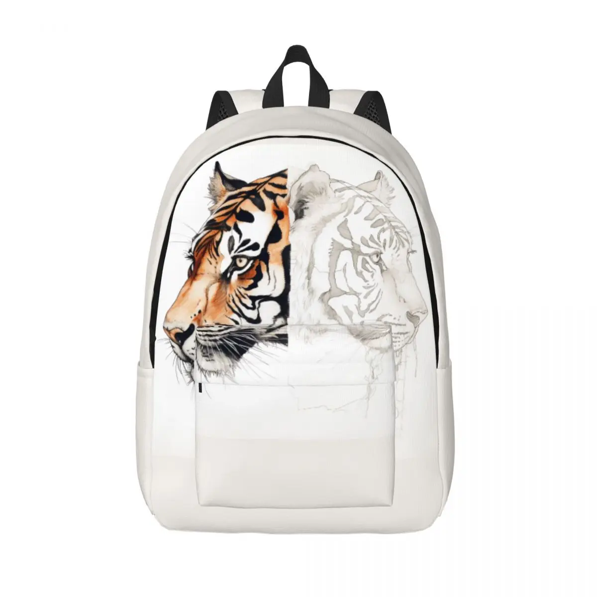 

Tiger Canvas Backpacks Sketch Two Sides To Face Novelty Bag University Backpack Unisex Bags