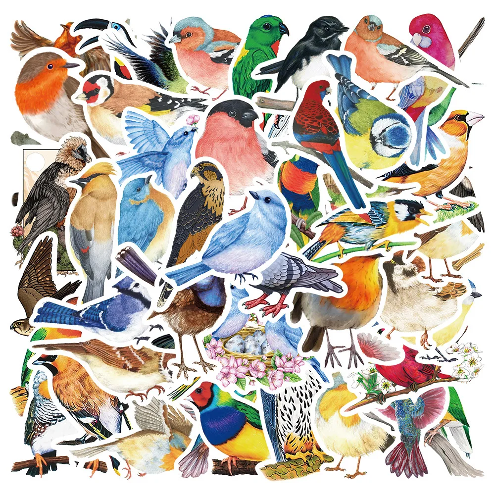 

10/25/50pcs Vivid Different Birds Animal Stickers For DIY Cup Fridge Furniture Stationery Baby Kids Lovely Decal Sticker Toys