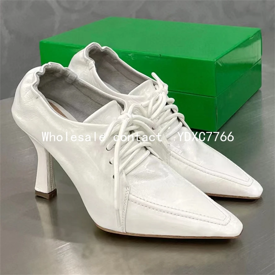 New European and American lace ups Pointy High heeled women's shoes 2022 spring and autumn fashion sexy non slip single shoes