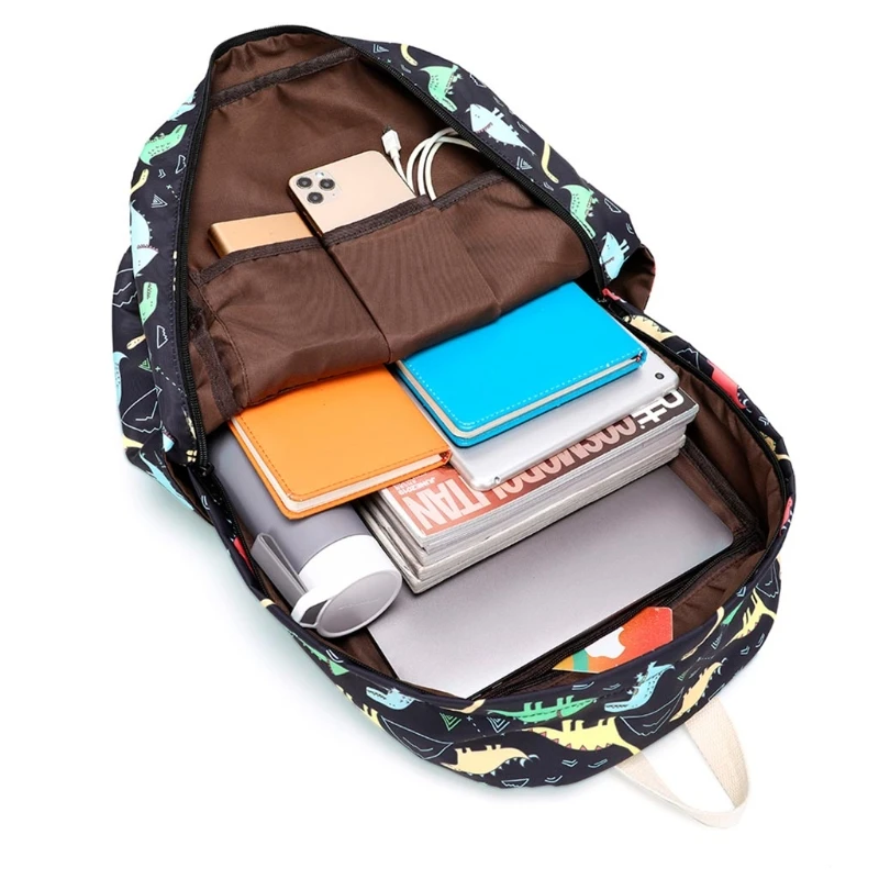 3pcs/set School Backpack Nylon Daypack Schoolbag Bookbag Lunch Bag Pencil Case