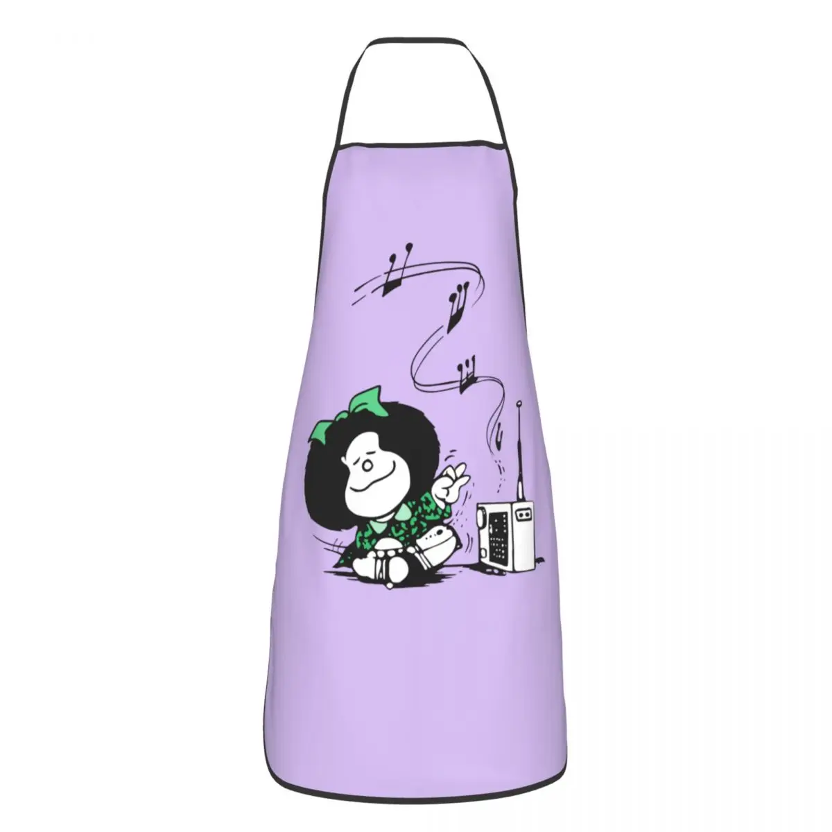 

Mafalda Music Apron Household Cleaning Painting Cute Kawaii Cartoon Bibs Cafe Waterproof Pinafore Chef