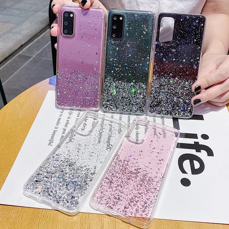 

Bling Glitter Diamond Star Clear Case For Realme 10 C33 C30 C31 9pro Plus 9i C35 8i C21 Y C20 8 pro Soft Transparent Cover