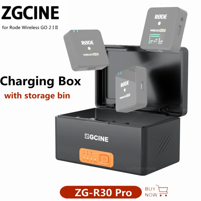

Зарядное устройство ZGCINE ZG-R30 Pro с контейнером для хранения для беспроводного микрофона Rode GO I II, беспроводной петличный микрофон, коробка для ...