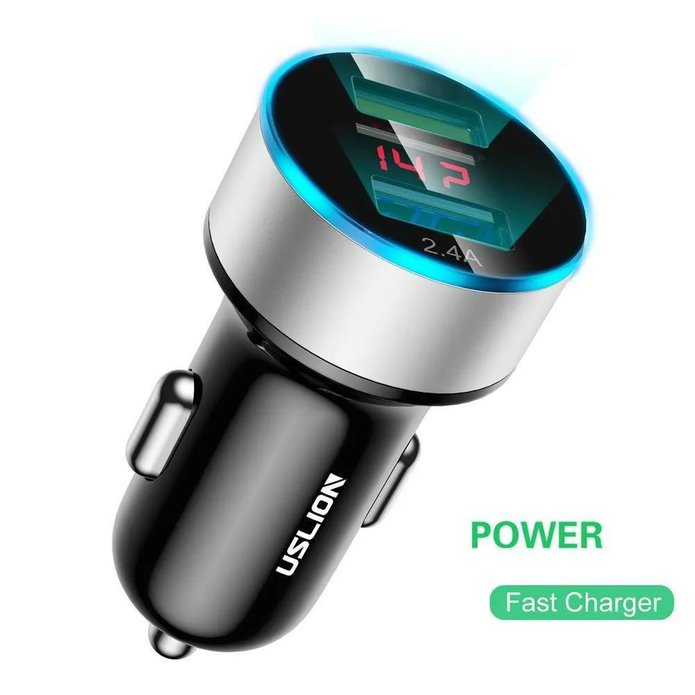 

Автомобильное зарядное устройство с двумя USB-портами и цифровым дисплеем, 5 В, 3,1 А